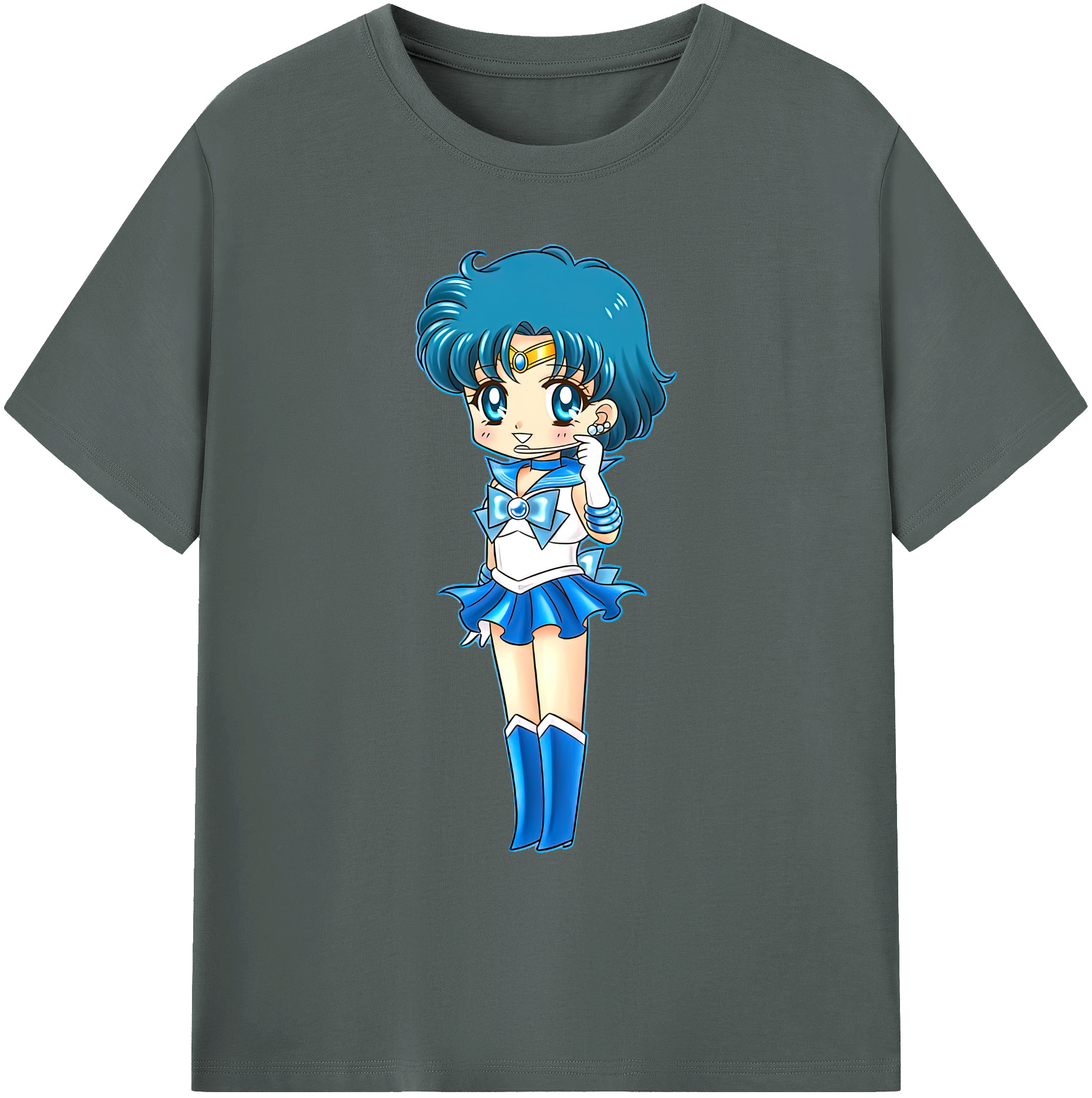 （画像用） 美少女戦士セーラームーン 水野 亜美 みずの あみ Sailor Moon Mizuno Ami 綿100％ メンズ半袖Tシャツ｜肌触りやわらか＆通気性